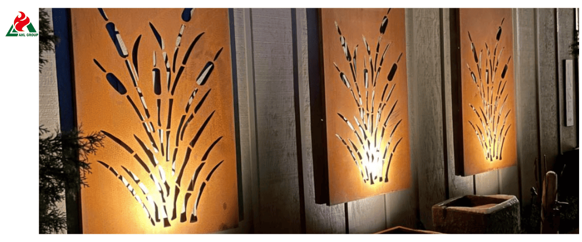 Corten screen with lighting